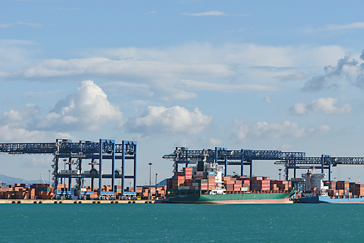 Commercial container port in sardinia in the city of Cagliari.
